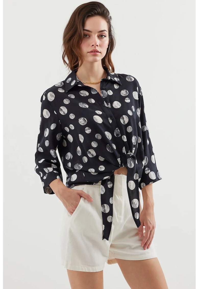 Camasa dama - BDART - din viscoza - cu imprimeu - negru