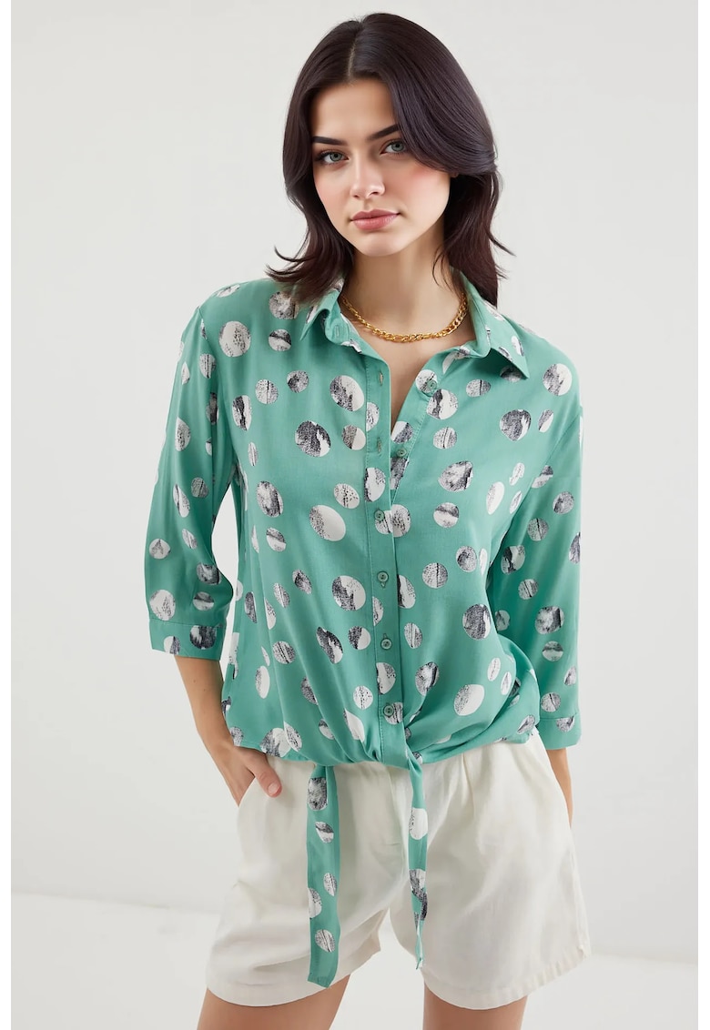 Camasa dama - BDART - din viscoza - cu imprimeu - verde