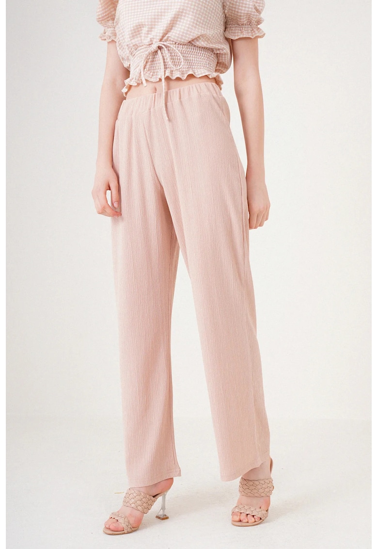 Pantaloni dama - HiCCUP - croiala relaxata - roz - poliester-lycra