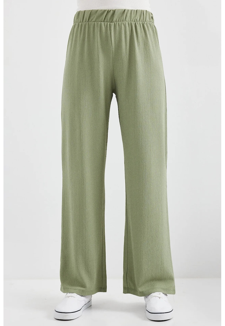 Pantaloni dama - HiCCUP - croiala relaxata - verde - poliester-lycra