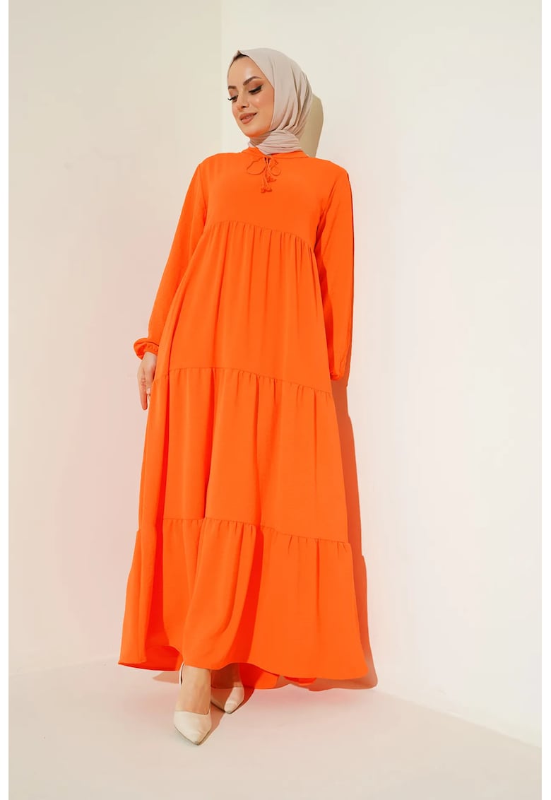 Rochie maxi dama - HiCCUP - poliester/lycra - croiala lejera - portocaliu