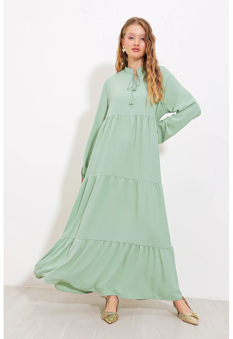 Rochie Maxi detaliu funda - verde - maneca lunga