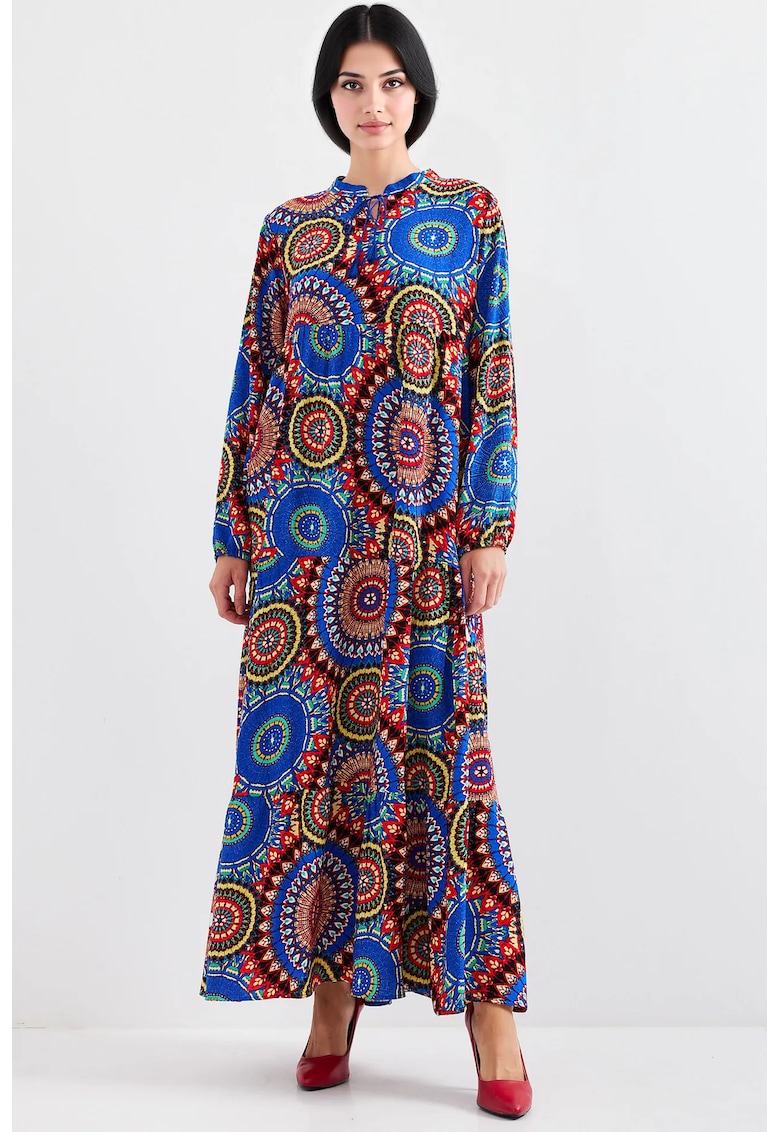 Rochie maxi dama - HiCCUP - poliester/lycra - lejera - multicolor