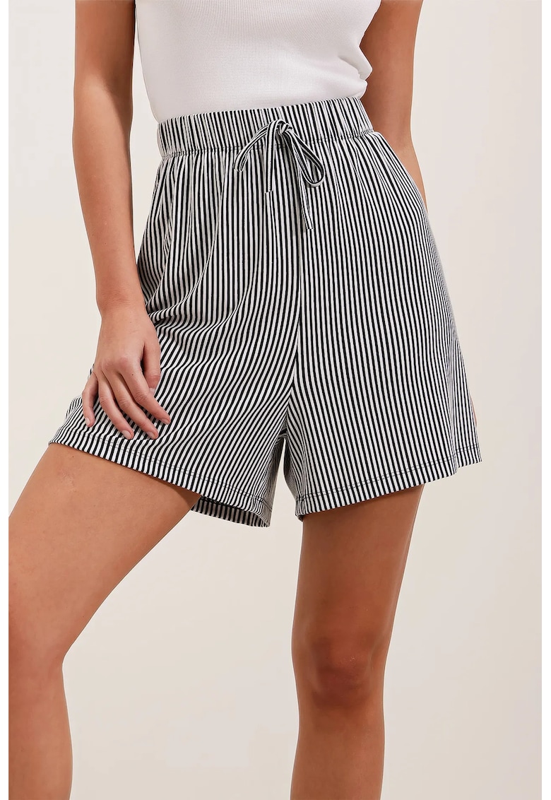 Pantaloni scurți dama HiCCUP din viscoză cu dungi