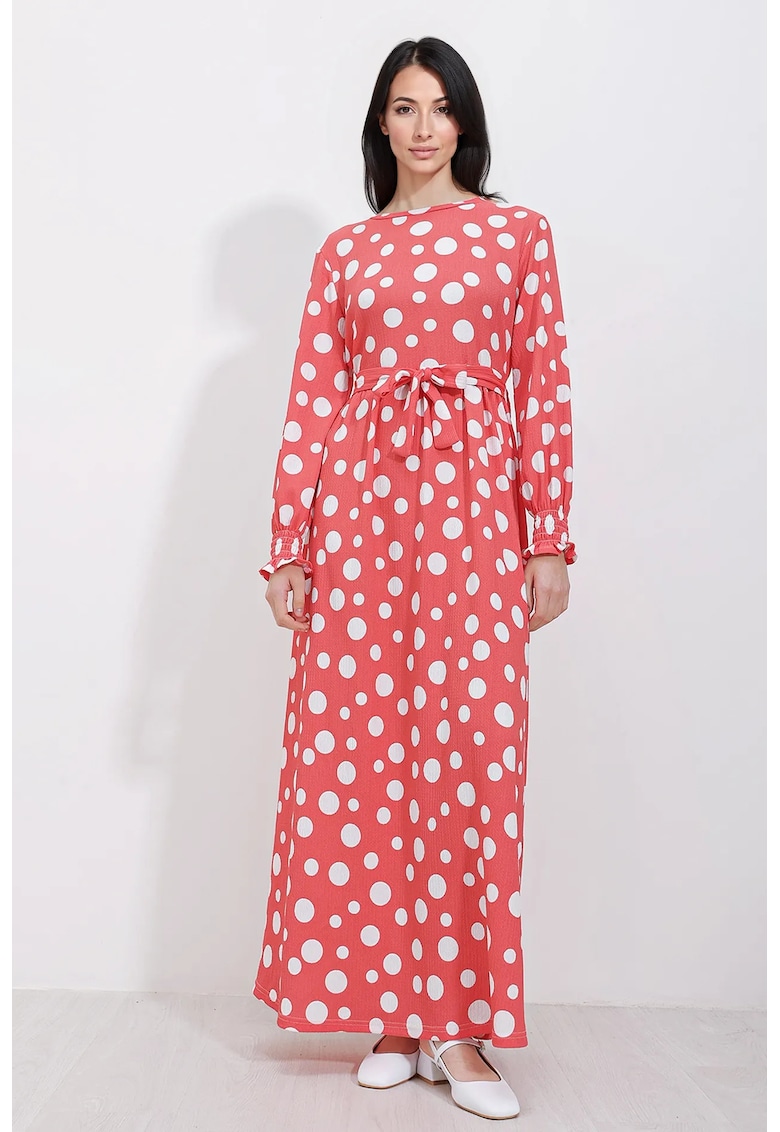 Rochie maxi tricotata dama poliester/lycra - Roz aprins -