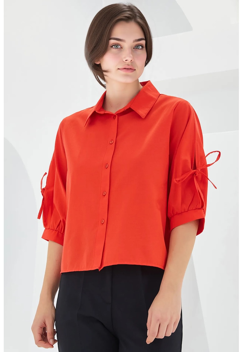 Camasa dama BDART - maneci bufante - rosu - bumbac