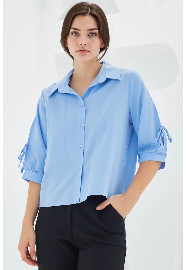 Camasa dama - BDART - maneci bufante - albastru - bumbac