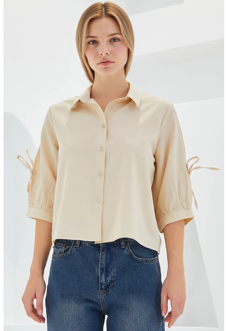 Camasa dama BDART - maneci bufante - bej - bumbac