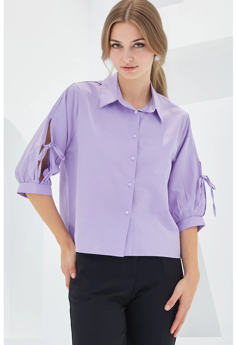 Camasa dama BDART - maneci bufante - violet - bumbac Camasa dama BDART - maneci bufante - violet - bumbac