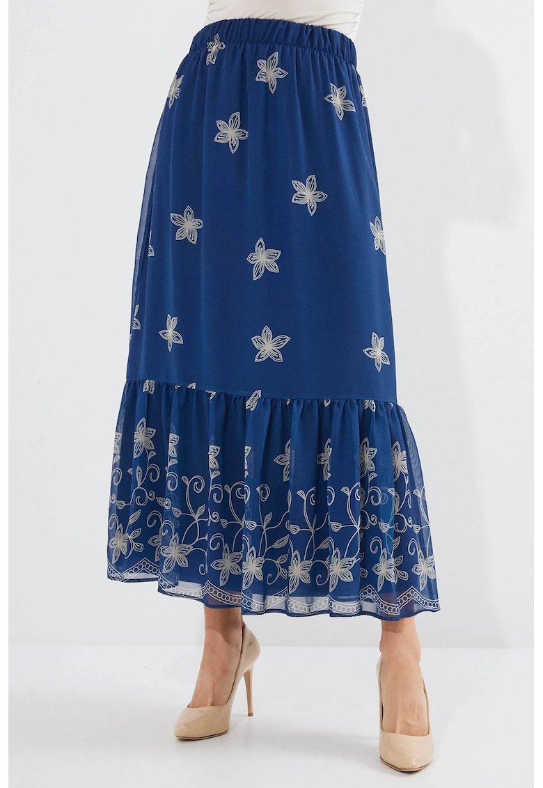 Fusta maxi - HiCCUP - imprimeu floral - albastru - poliester