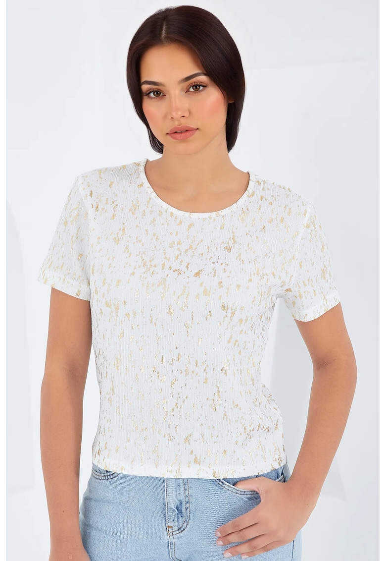 Tricou scurt - imprimeu pe spate - poliester si lycra