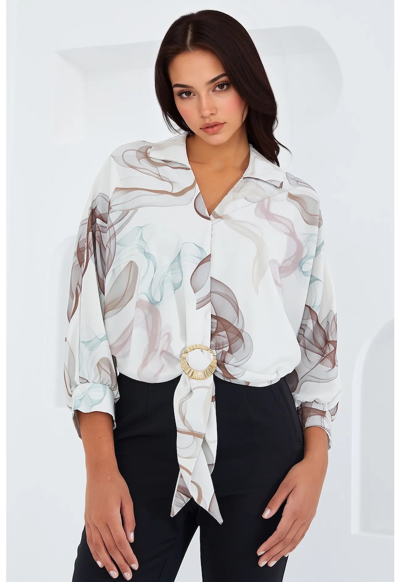 Camasa scurta pentru dama - BDART - maro - poliester