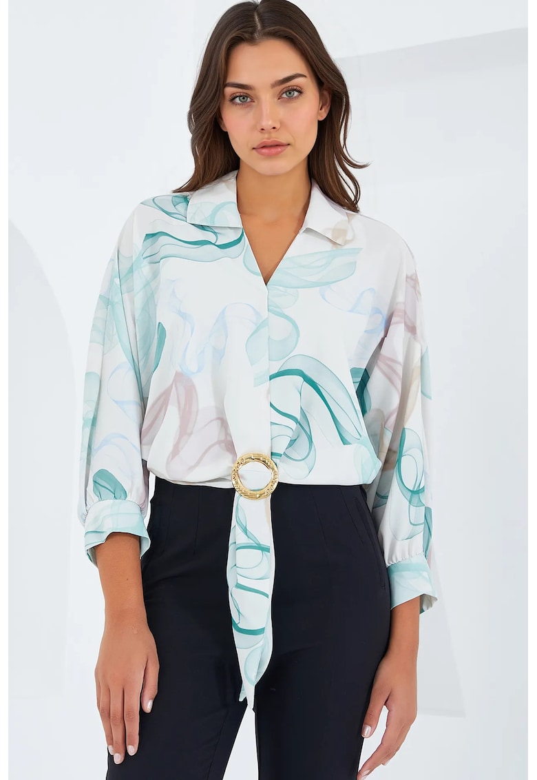 Camasa scurta pentru dama - BDART - verde - poliester Camasa scurta pentru dama - BDART - verde - poliester