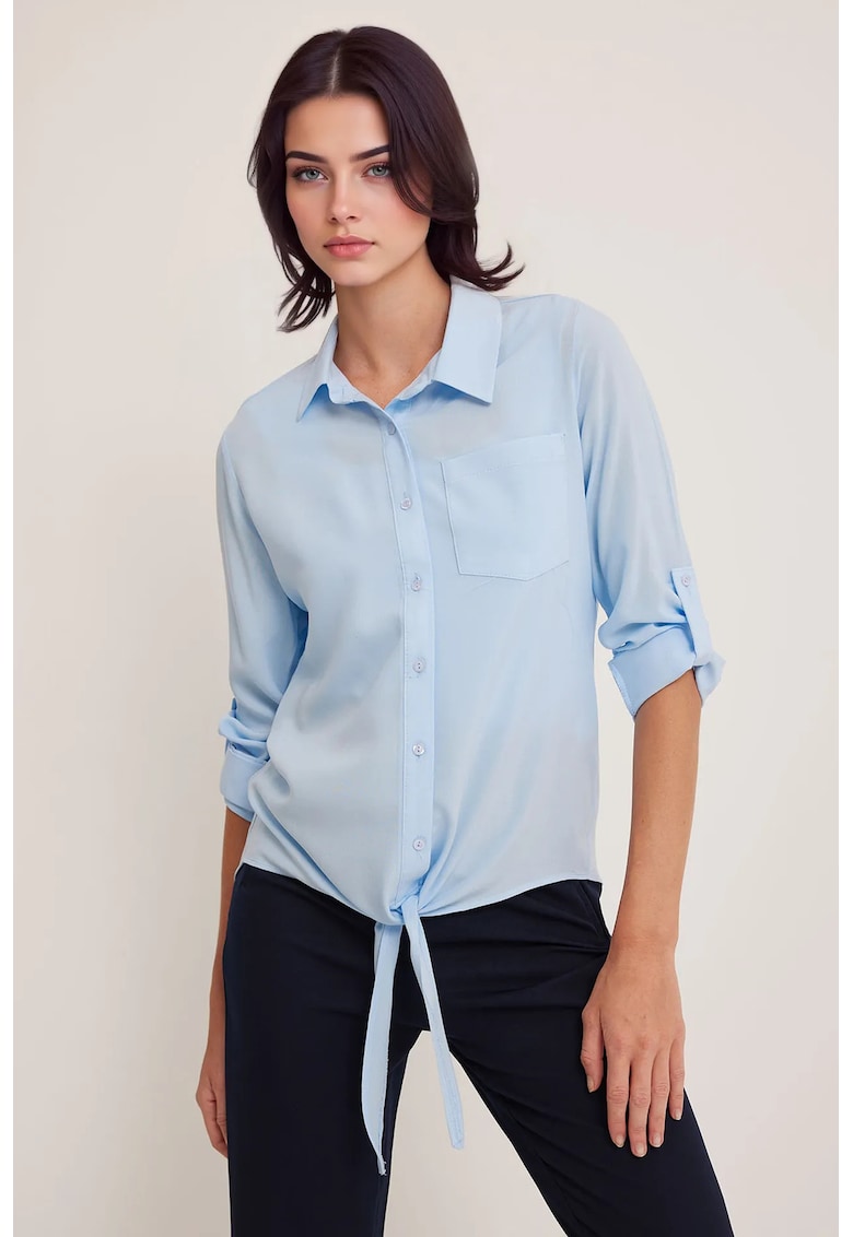 Camasa dama -  maneca lunga - cu nasturi - albastru - viscoza