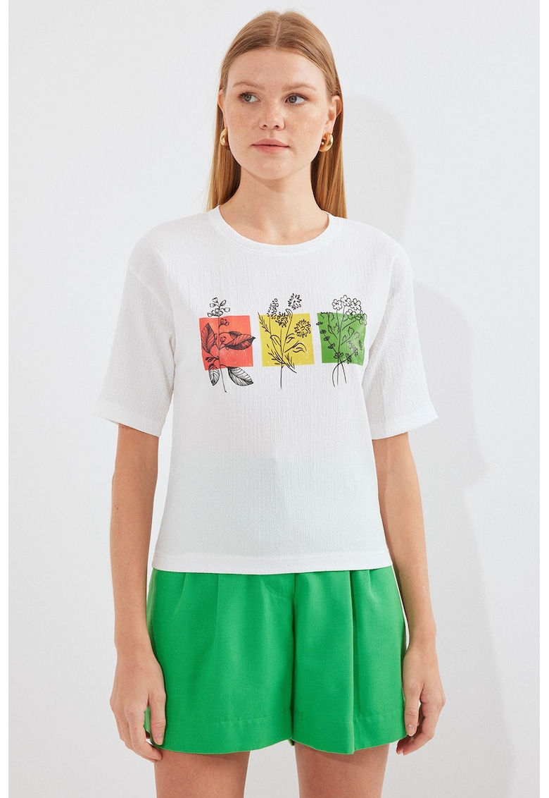 Tricou dama HiCCUP cu imprimeu alb