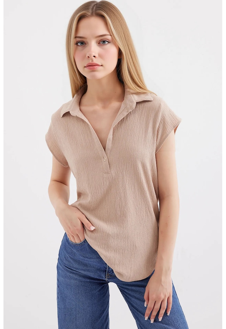 Bluza polo - Poliester/Lycra - Bej -