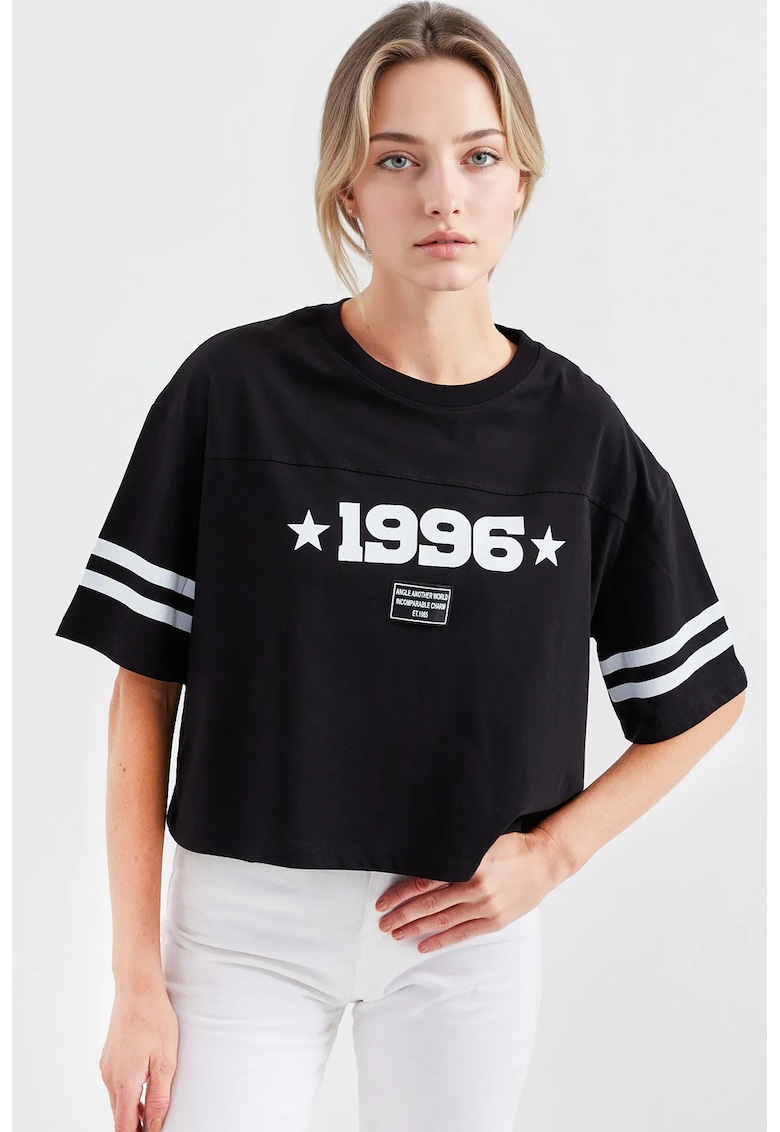 Tricou scurt  cu imprimeu Motto