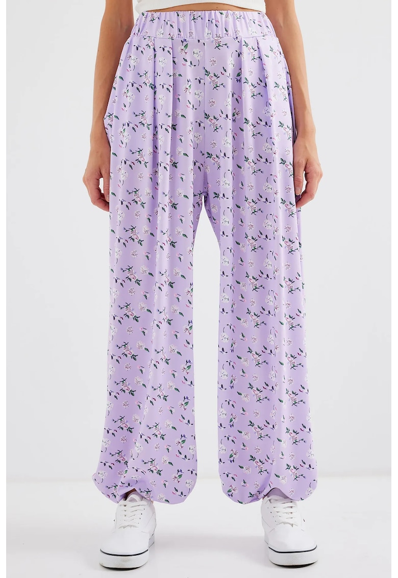 Pantaloni dama - HiCCUP - croiala lejera - violet - textil