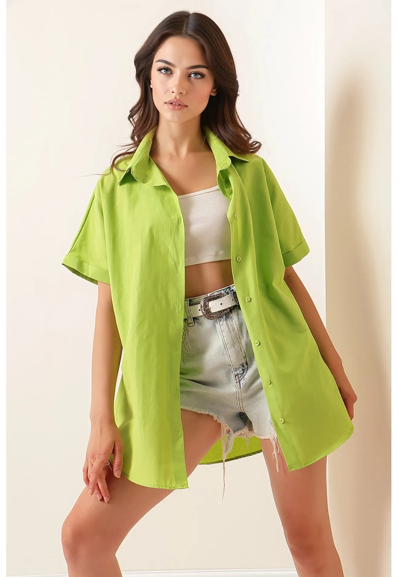 Camasa dama - HiCCUP - verde - bumbac - poliester