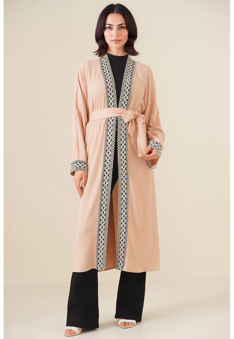 Kimono lung brodat cu guler tip sal - Camila Maro -