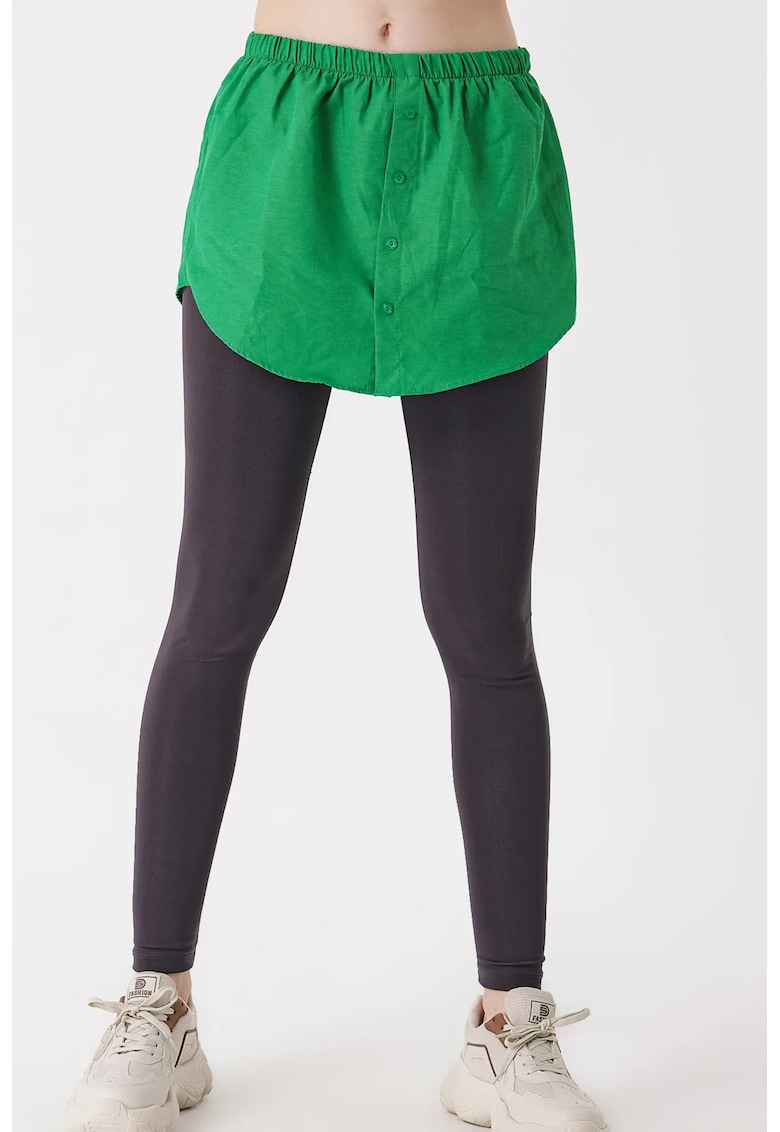 Camasa scurta - croiala relaxata - inchidere cu nasturi - verde - bumbac-poliester -