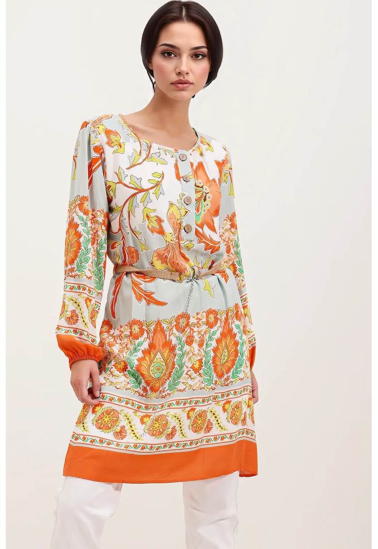 Rochie mini dama - HiCCUP - viscoza satinata - Portocaliu