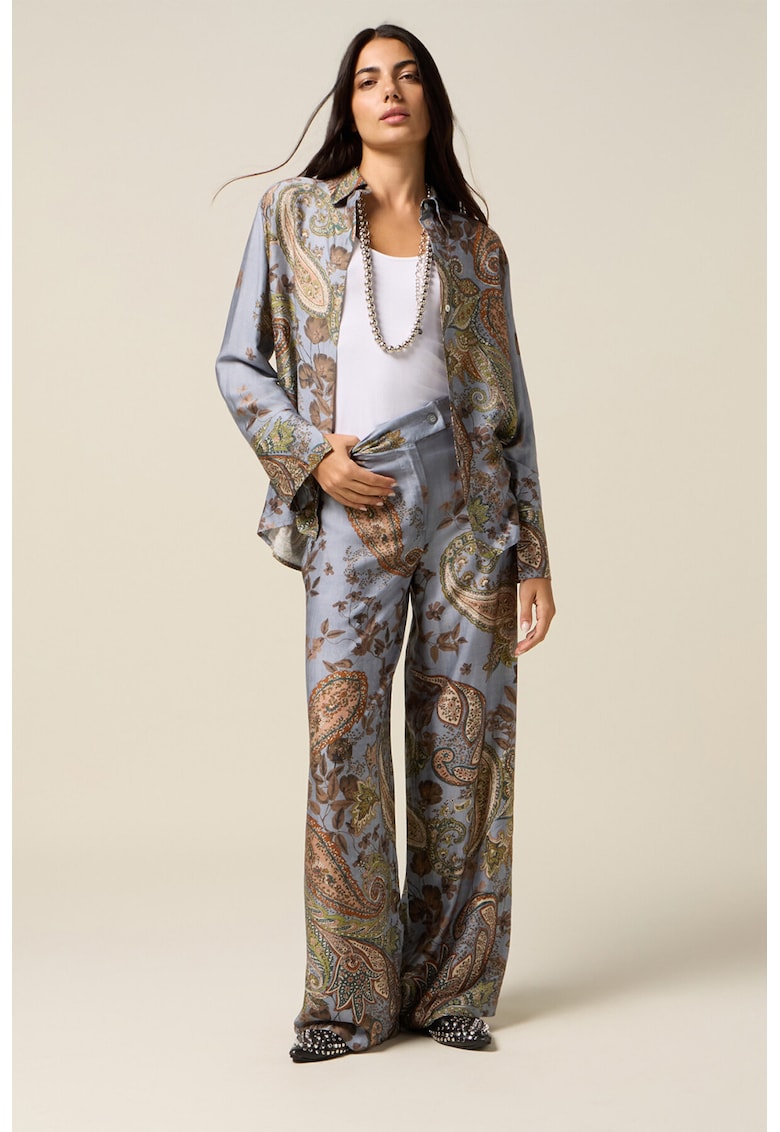 Pantaloni evazati cu model paisley