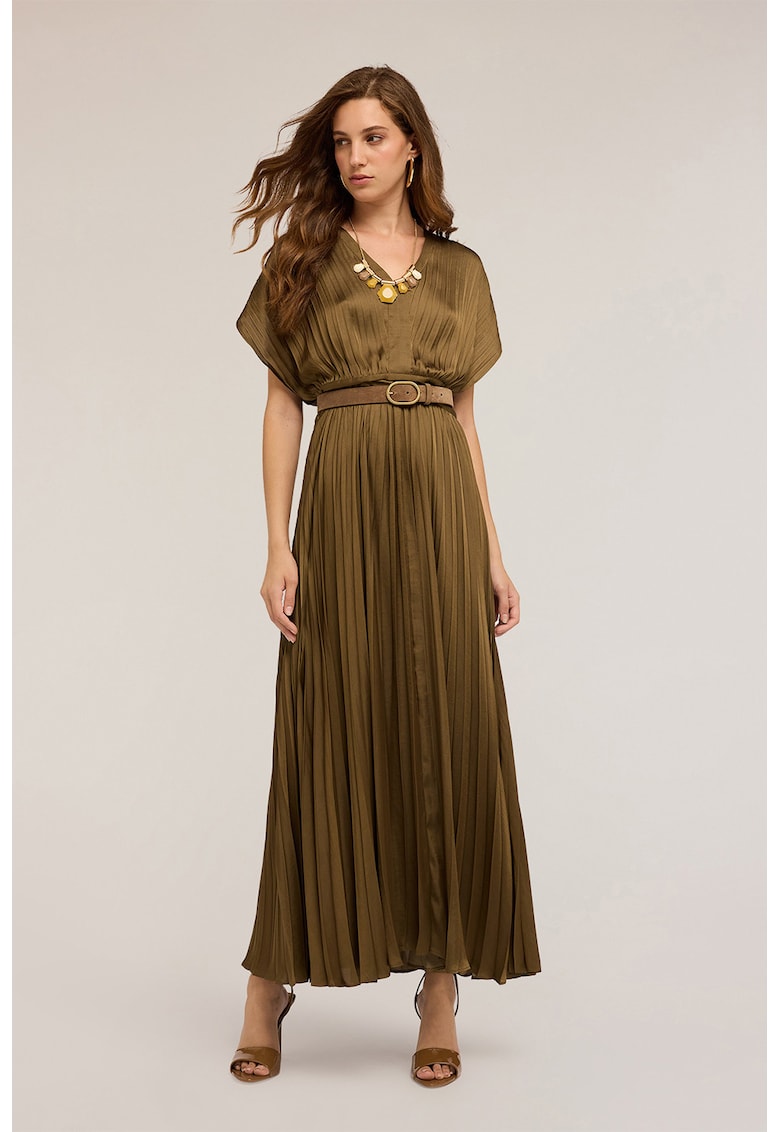 Rochie cu pliuri si decolteu in V