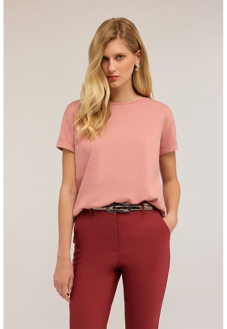 Tricou uni cu pliuri pe spate