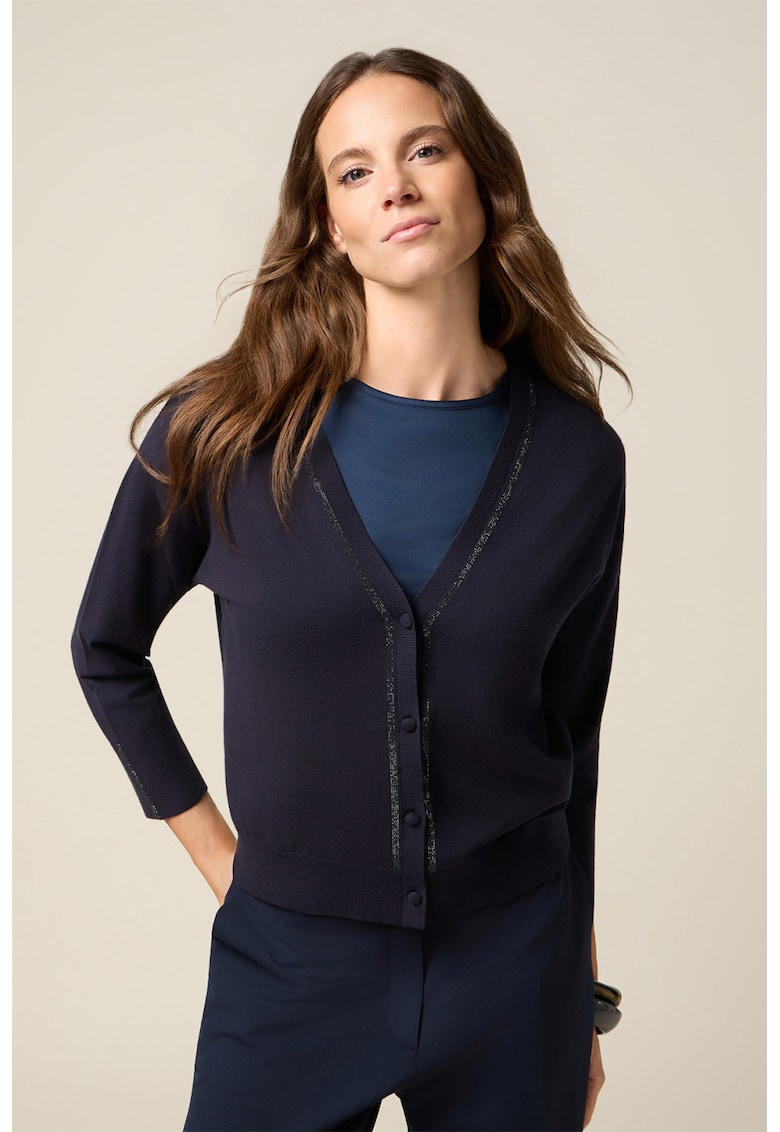 Cardigan cambrat cu decolteu in V