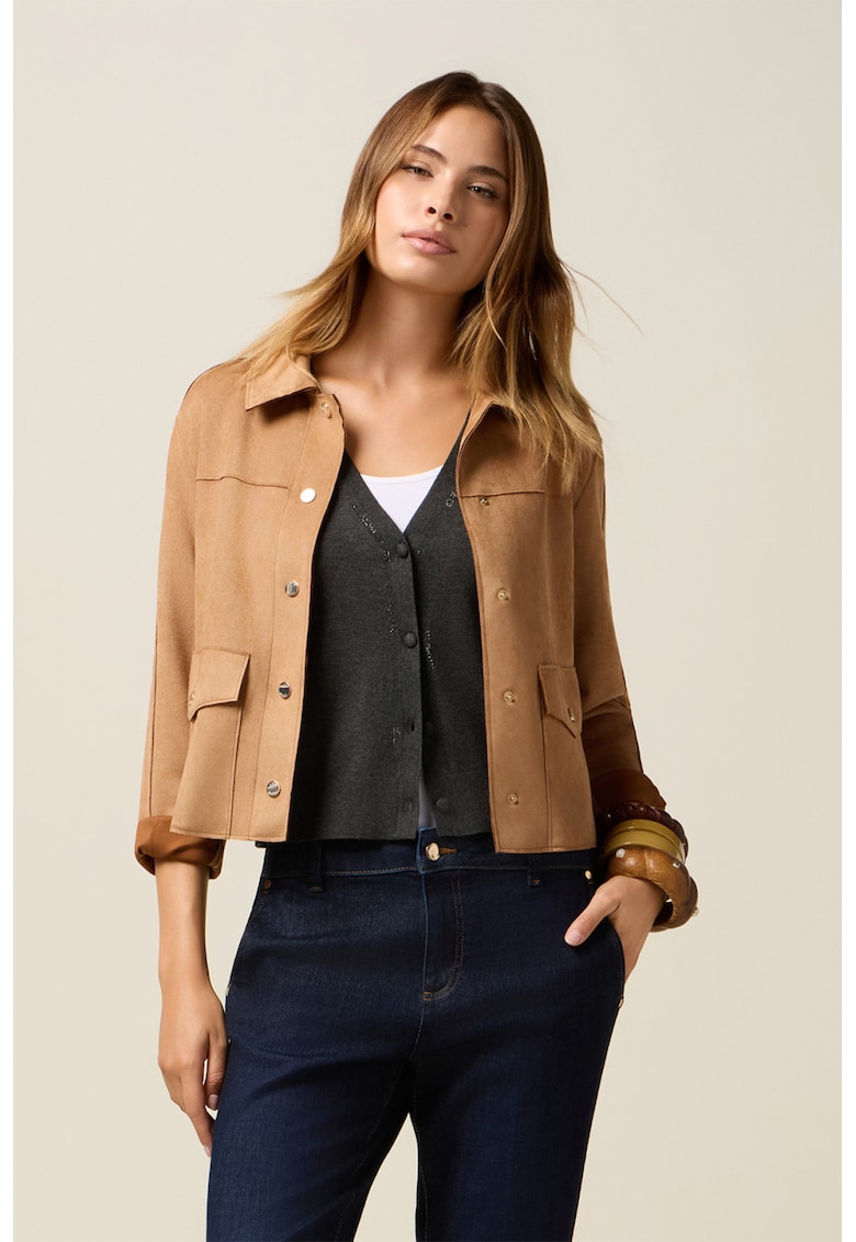 Jacheta uni cu maneci cazute - Maro camel