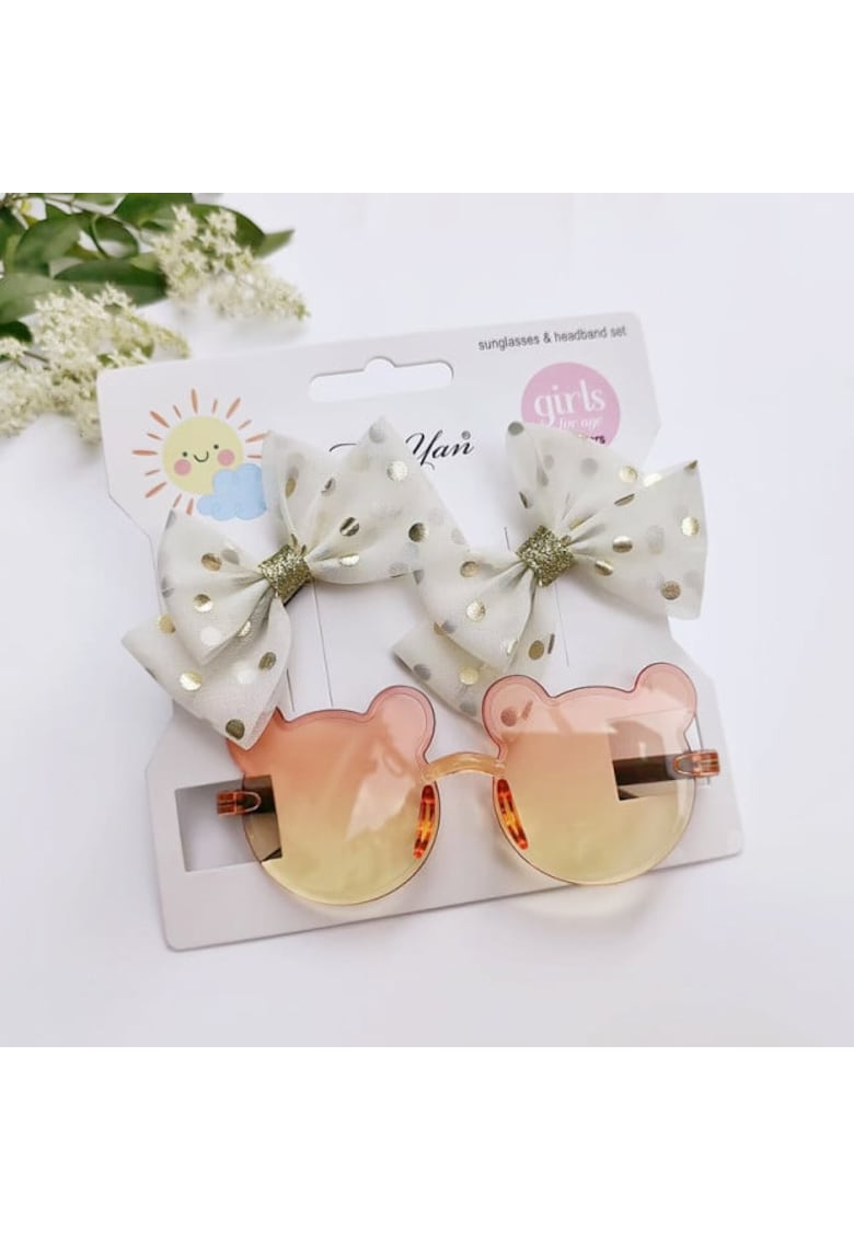 Set clame si ochelari de soare Model AL 17262 Mouse - Fete - Multicolor