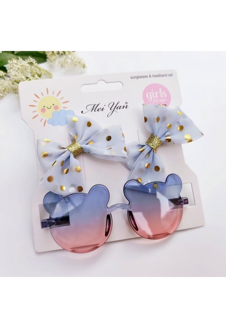 Set clame si ochelari de soare Model AL 17279 Mouse - Fete - Multicolor