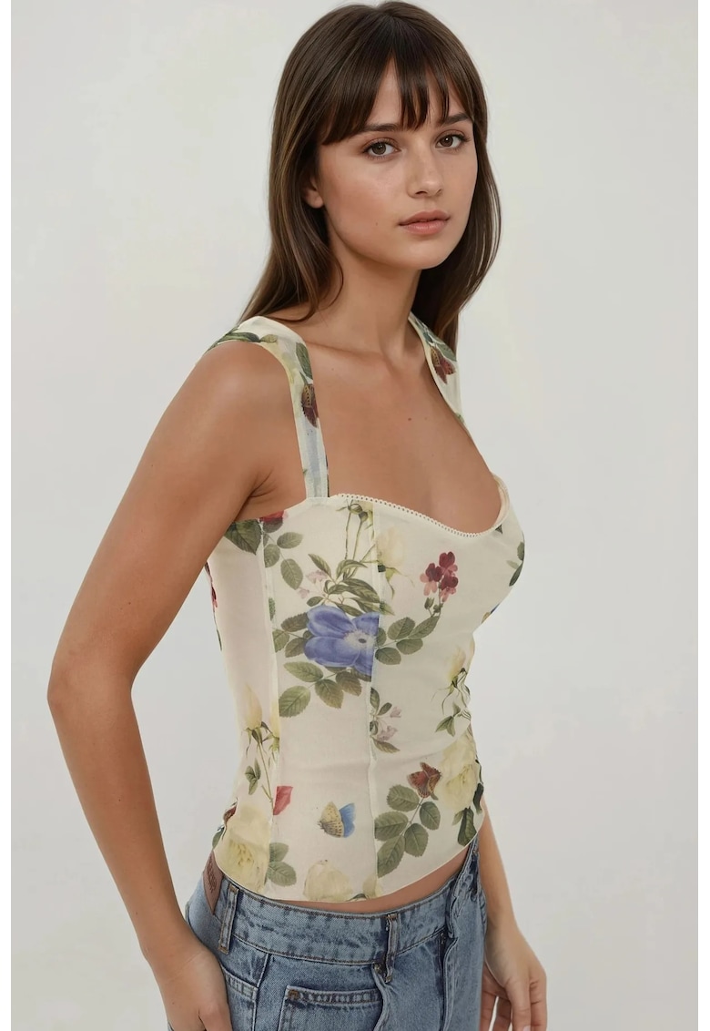 Maiou dama - cu imprimeu - textil - multicolor