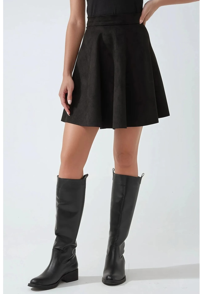 Fusta mini dama - eleganta - piele intoarsa - negru
