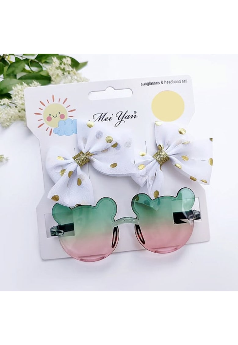 Set clame si ochelari de soare Model AL 17309 Mouse - Fete - Multicolor