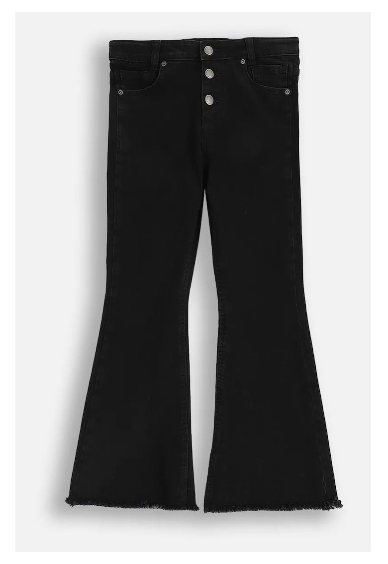 Blugi pentru fete - - croiala evazata - denim/bumbac - cu buzunare - negru