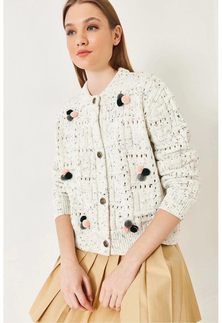 Cardigan tricotat texturat  natur - tricot - maneca lunga -