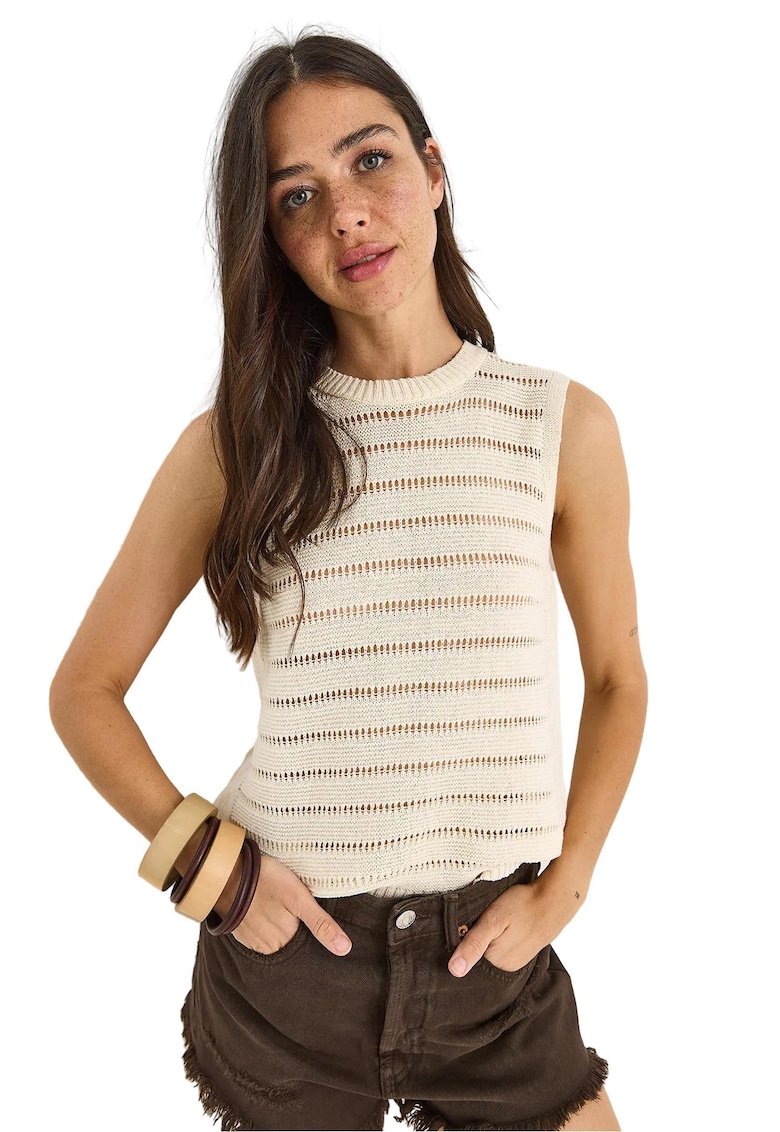 Top dama -  Bumbac/Poliester - Bej -