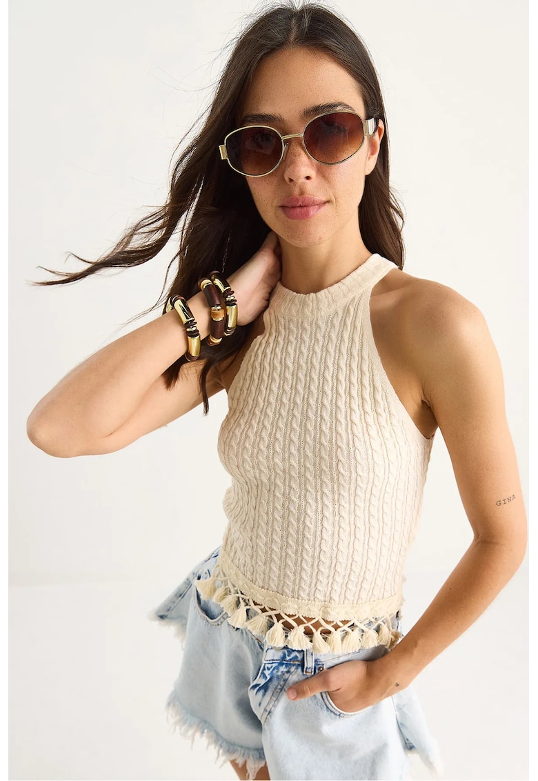 Top dama -  BUmbac/Poliester - Bej -