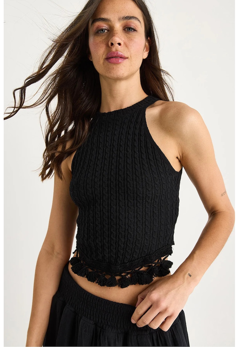 Top dama - Bumbac/Poliester - Negru -