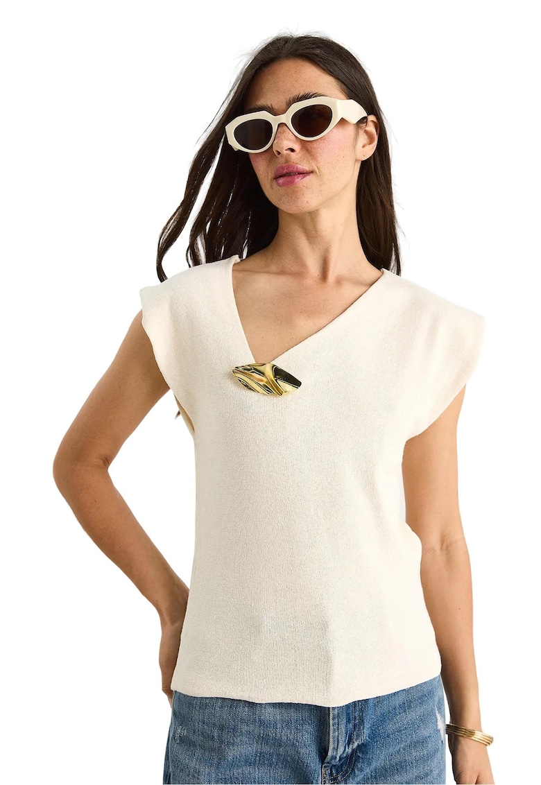 Top dama -  Bumbac/Poliester - Bej -