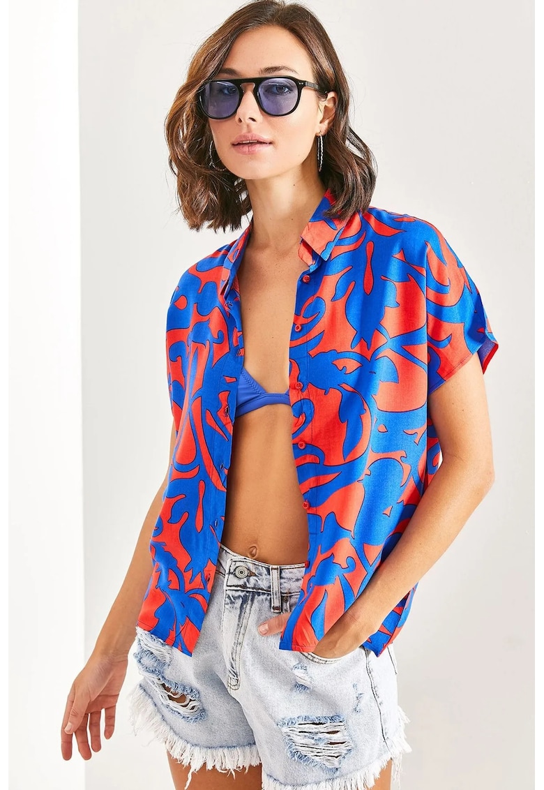 Camasa dama - camasa cu nasturi si model floral - multicolor - textil