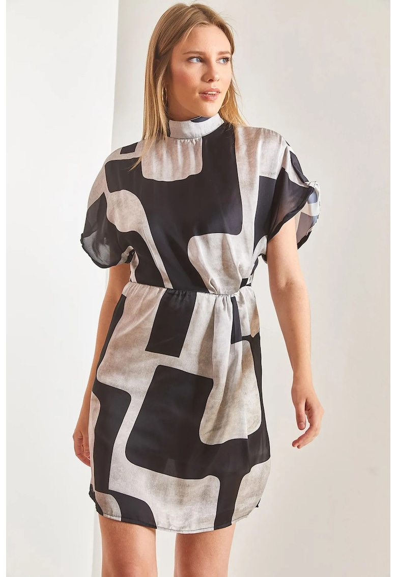 Rochie midi cu imprimeu grafic - Multicolor