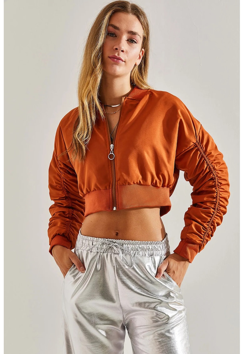 Jacheta scurta dama - poliester - portocaliu Jacheta scurta dama - poliester - portocaliu