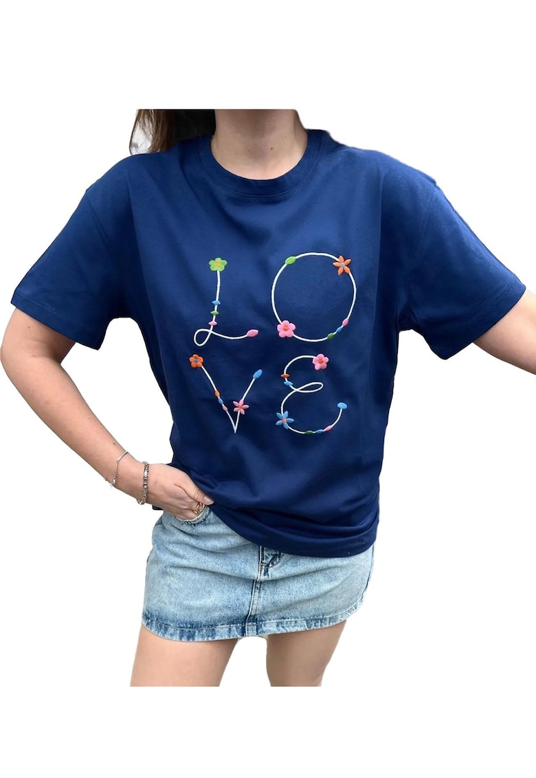 Tricou dama - HiCCUP - Albastru inchis - Bumbac -