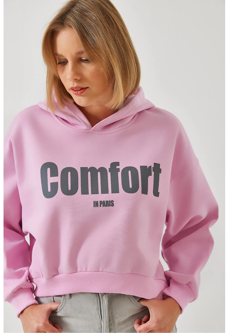 Hanorac Supradimensionat cu Gluga - Roz - Bumbac