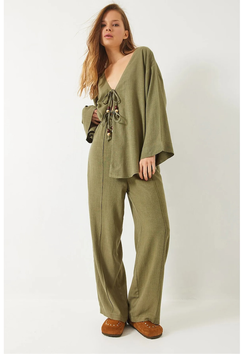 Compleu dama decolteu in V - viscoza/in - verde