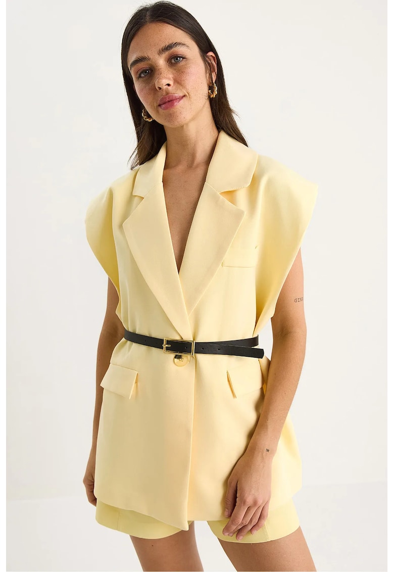 Vesta dama - supradimensionata - captusita - poliester/bumbac - galben