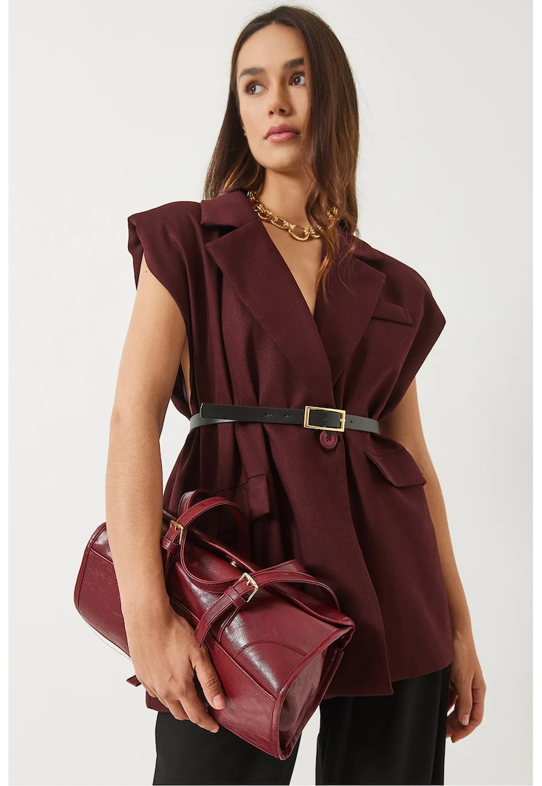 Vesta dama - supradimensionata - captusita - poliester/bumbac - rosu